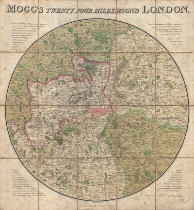 Mapa de Mogg de Veinticuatro Millas Alrededor de Londres de Unbekannt Unbekannt